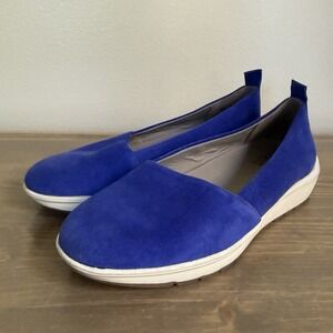 Naturalizer Womens 9W Blue Leather Patrice Slip On‎ Comfort Shoes Sneakers Flats